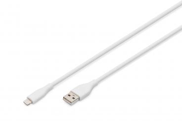 Lightning Silikon Anschlusskabel, USB-A - Lightning 1m, weiß 