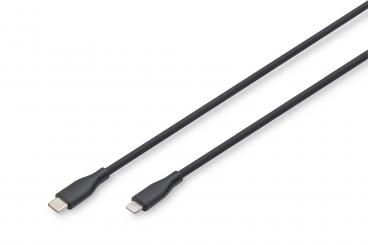 Lightning Silikon Anschlusskabel, USB-C - Lightning, 1m, schwarz 