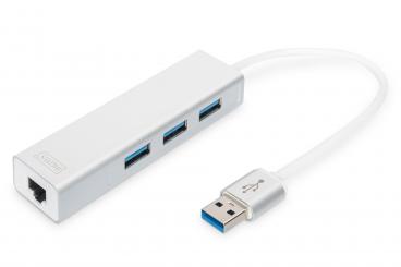 USB 3.0 3-Port Hub & Gigabit LAN-Adapter 