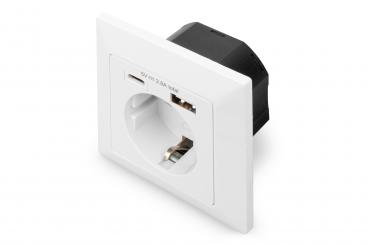 Sicherheits-Steckdose für Unterputzmontage mit 1 x USB Type-C™,  1 x USB A 