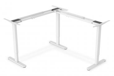 Elektrisch höhenverstellbares Tischgestell, 90° L-Form, Triple-Motor, 2-Stufen, Weiß 