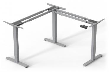 Elektrisch höhenverstellbares Tischgestell, 90° L-Form, Triple-Motor, 2-Stufen, Grau 