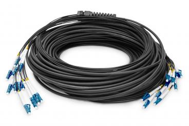 Vorkonfektionierte Glasfaser Universal Breakout Kabel, Singlemode OS2, 12 Fasern, LC/UPC - LC/UPC 