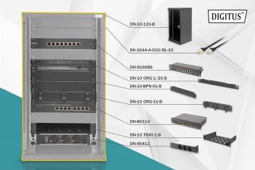 Netzwerk-Set 254 mm (10") - 12HE, 312 x 300 mm (B x T) 
