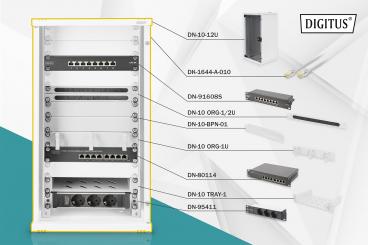 Netzwerk-Set 254 mm (10") - 12HE, 312 x 300 mm (B x T) 