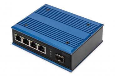 4 Port Gigabit Ethernet Netzwerk PoE Switch, Industrial, Unmanaged, 1 SFP Uplink 