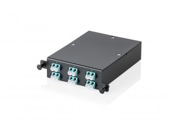 MPO Kassette, Multimode OM3, LC/DX, LC auf MPO, für 4 Kassettenfelder 